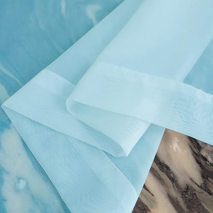 Window Lake Blue Sheer Curtains 145 Inches Long 2 Panels Sheer Curtain Basic Rod Pocket Panel for Bedroom Children Living Room Yard Kitchen