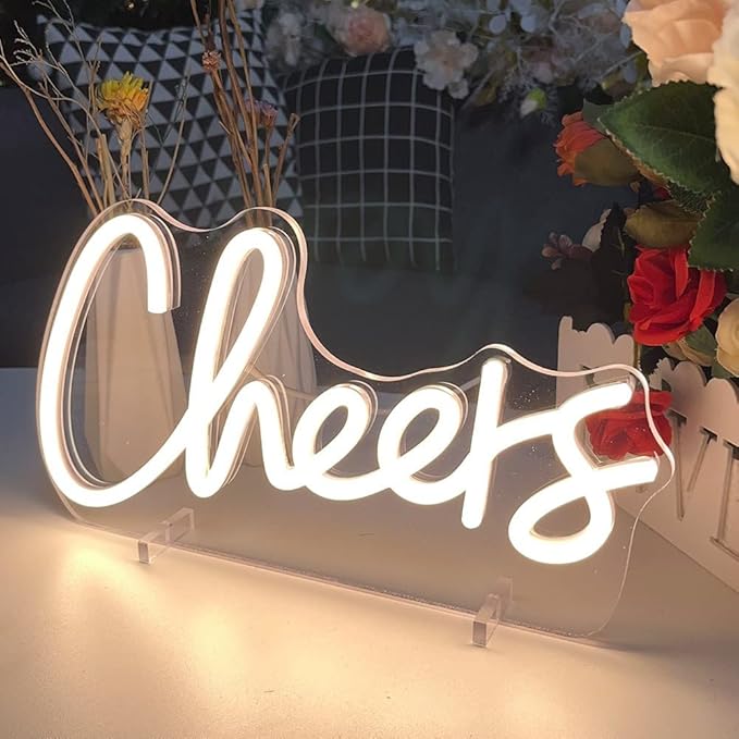 Cheers Table Number Neon Sign Desk Lamp Night Light Wedding Letter LED Neon Sign Wedding Table Decorations Neon Light Bedroom Home Room Decor Christmas Party Warm White USB 30×16.3 CM