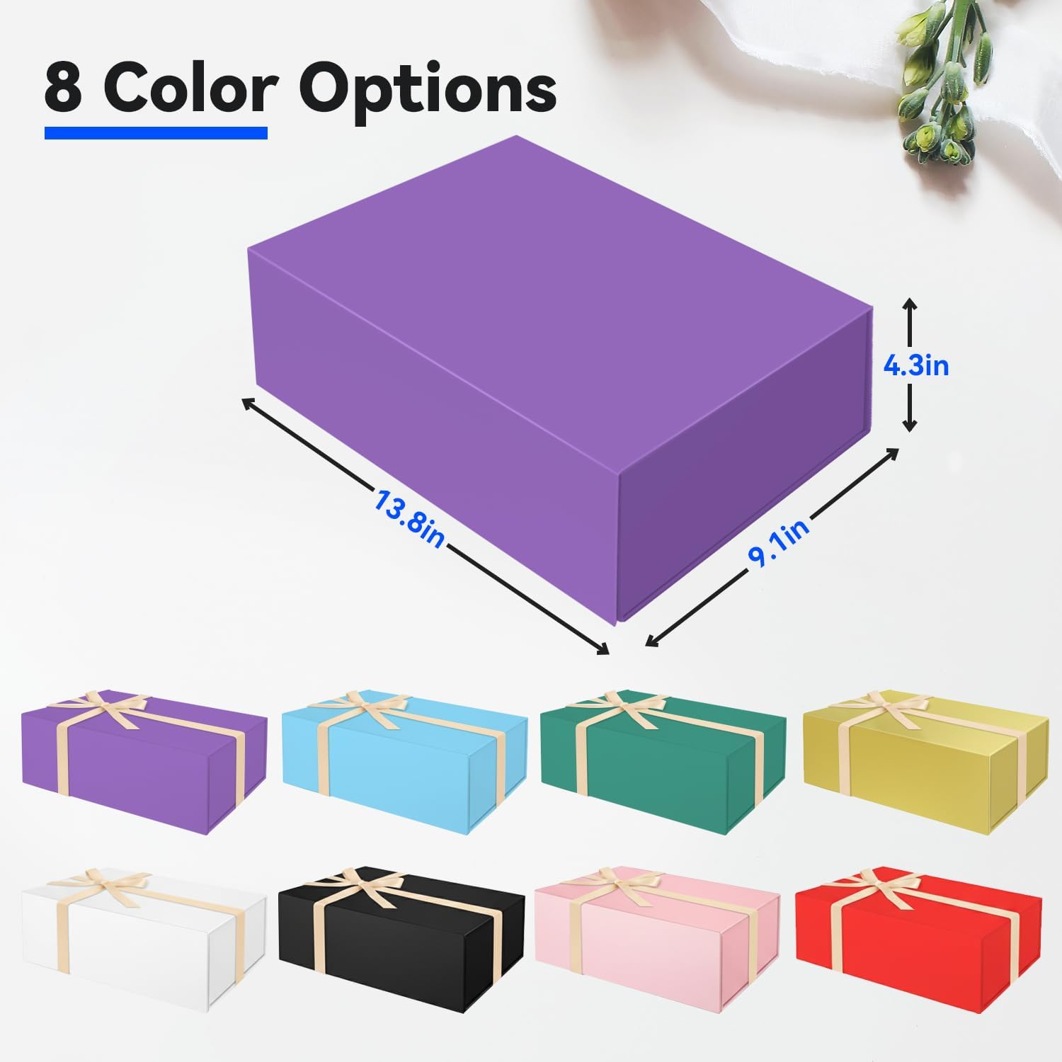 Brothersbox Purple Gift Box 13.8"x9.1"x4.3" Large Gift Boxes for Presents with Magnetic Lid, Ribbon, Collapsible Boxes for Valentine's Day Mother's Day Christmas Birthday Wedding