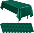 10 Packs Satin Tablecloth 57 x 108 Inch Dark Green Rectangular Table Cloth Silk Tablecloth Smooth Fabric Overlay Satin Table Cover Decoration for Wedding Party Banquet Events