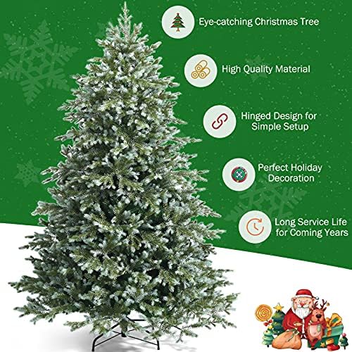goplus 7ft artificial christmas tree, feel real unlit, side view