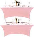 2-Pack 8ft Spandex Table Covers for Rectangle Folding Tables - Washable Elastic Tablecloth - Ultimate Fitted Table Protector for Birthday Parties, Trade Shows, Banquet