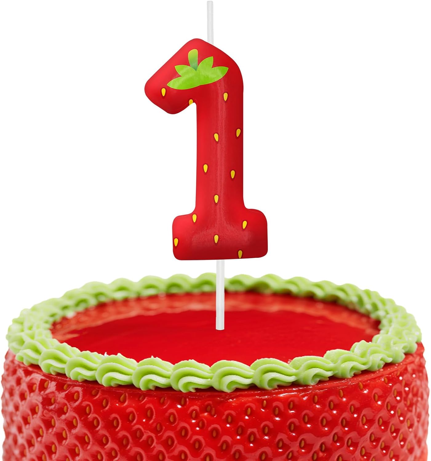 Strawberry Birthday Candles, 2.4 inch Cake Topper Decor, Number 1 Candles Birthday Decorations, Anniversary Party Cake Decorations Party Supplies