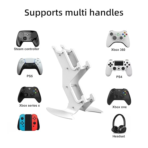 Controller Holder, Game Controller Headset Stand for Xbox Series X S/Xbox one / PS5 / PS4 / NS/PC/Headset, Aluminum Metal Headset Mount Universal Organizer for Video Game Accessories (White)