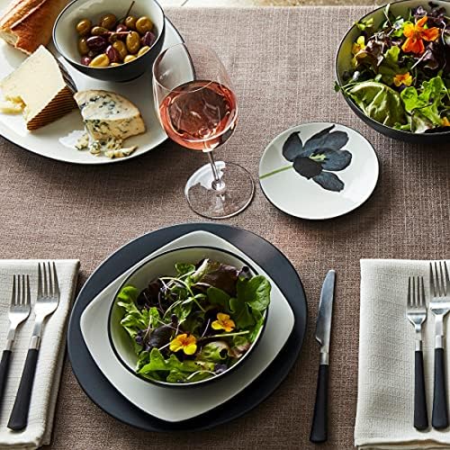 noritake colorwave floral appetizer plates, graphite black, set shown in use