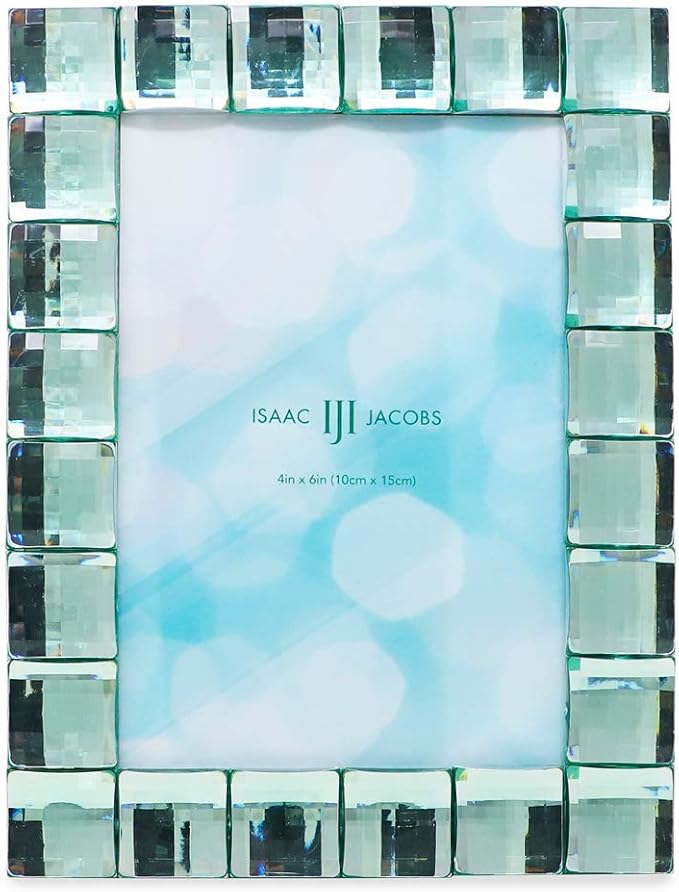Isaac Jacobs Decorative Sparkling Light Green Jewel Picture Frame, Photo Display & Home Décor (4x6, Light Green)