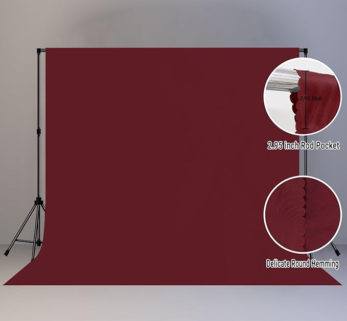 10x10FT Wine Red Screen Backdrop for Photography Burgundy Red Backdrop for Photoshoot Studio Screen Video Recording Curtain