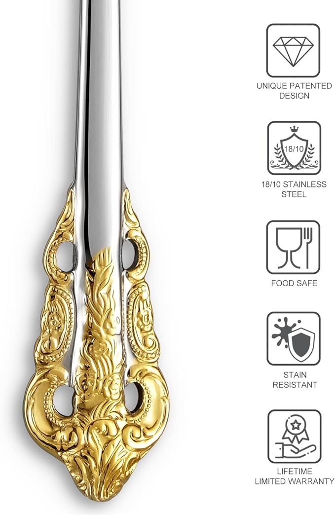 KEAWELL Luxury 6.3" Teaspoons, 18/10 Stainless Steel, Gorgeous Small Spoons, Stirring, Mixing, Sugar, Cake, Dessert Spoons, Mini Antipasto spoons (Gold Accent)