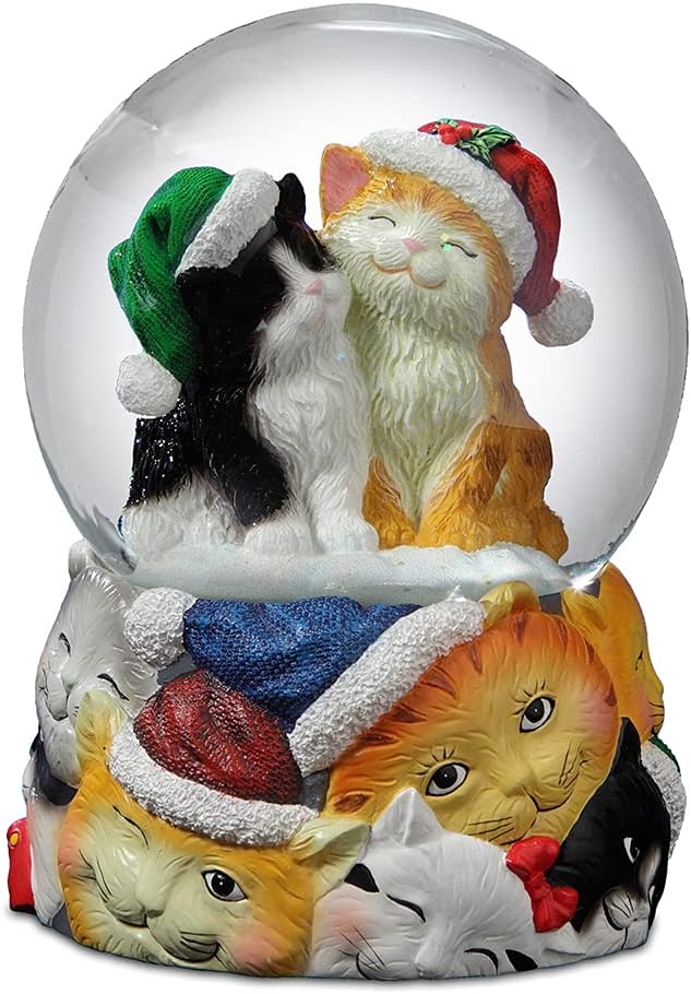 San Francisco Music Box Christmas Cats Musical Snow Globe