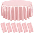 6 Packs Satin Tablecloth 120 Inch Rose Gold Round Table Cloth Silk Tablecloth Smooth Fabric Overlay Satin Table Cover Decoration for Wedding Party Banquet Events