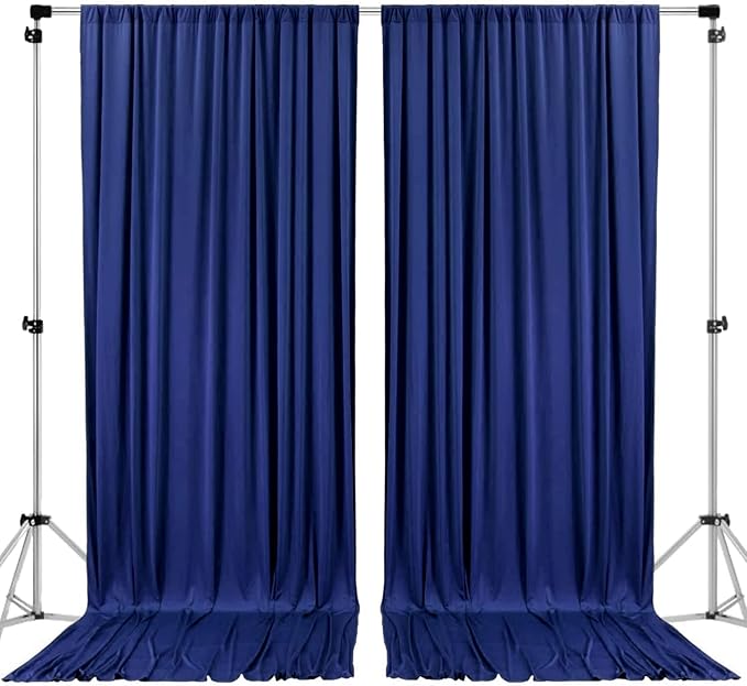 AK TRADING CO. 10 feet x 8 feet IFR Polyester Backdrop Drapes Curtains Panels with Rod Pockets - Wedding Ceremony Party Home Window Decorations - Navy Blue
