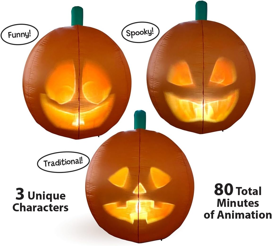 Inflatable Jabberin' Jack 5 Foot Tall Talking Animated Pumpkin with 56 In...