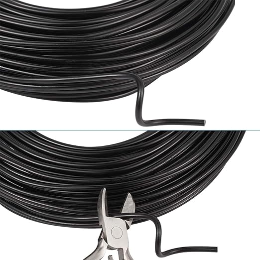 Fashewelry 114 Feet 10 Gauge Aluminum Wire Black Bendable Metal Craft Wire for Beading Jewelry Craft Making (2.5mm)