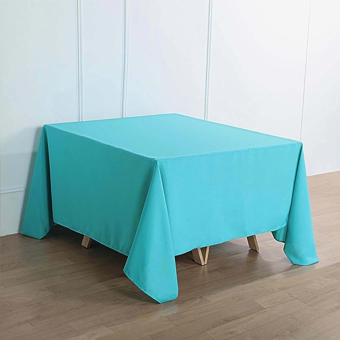 Efavormart 90" Turquoise Wholesale Linens Polyester Square Linen Tablecloth for Kitchen Dining Catering Wedding Birthday Party