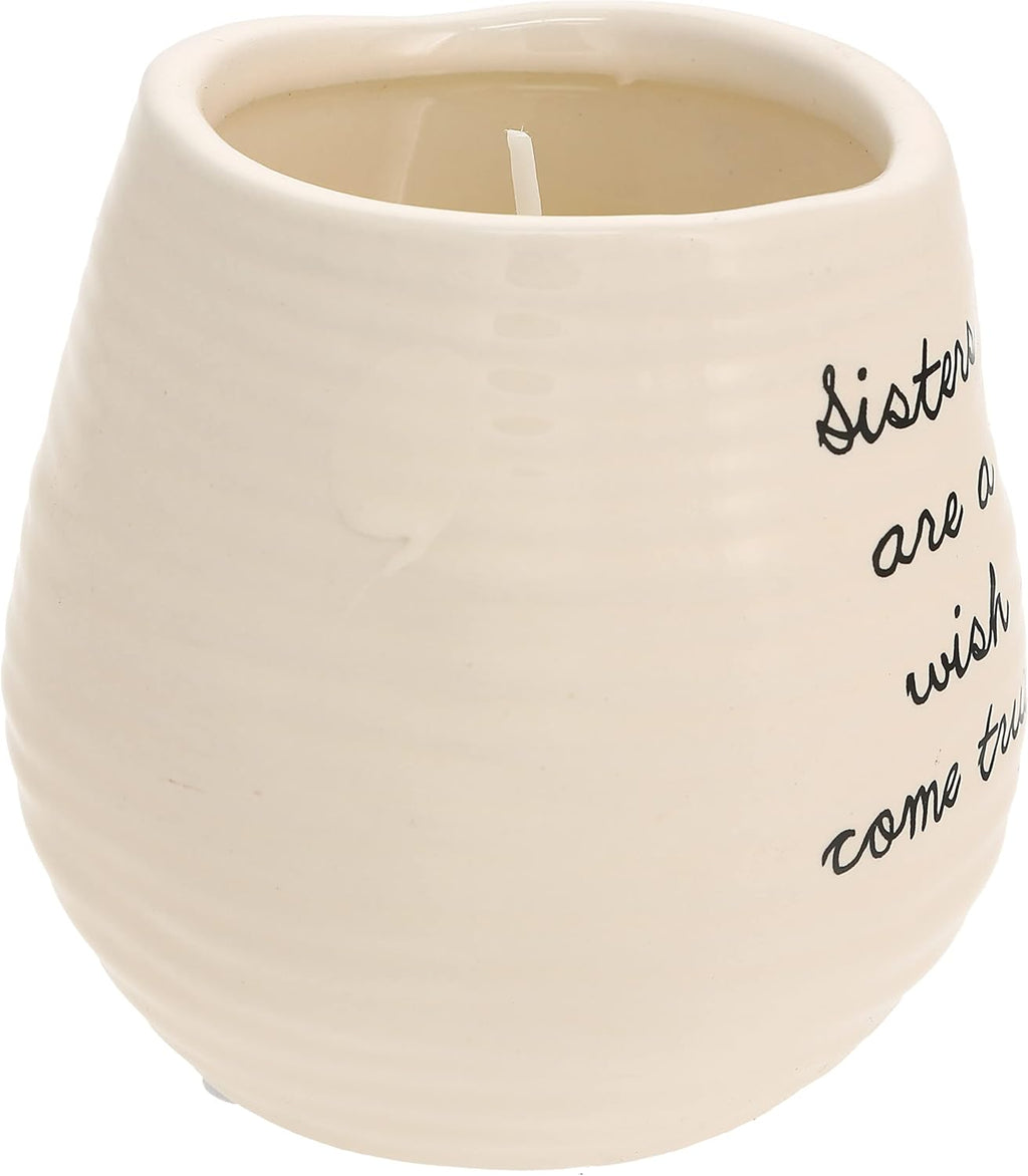 Pavilion Gift Company 77113 Plain Dandelion Wishes - Sisters are A Wish Come True Yellow Ceramic Soy Serenity Scented Candle,