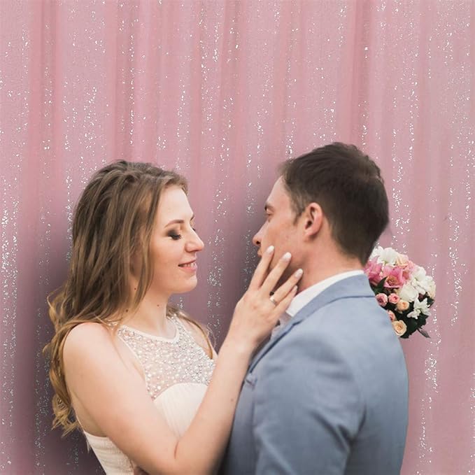 Eternal Beauty Pink Sequin Backdrop, 6x8 Ft Glitter Background Curtains for Shimmer Photography Party Wedding Birthday Back Drop Decor