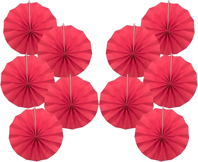 Red Birthday Decorations,DIY Red Paper Fans Hanging Decoration ,Party Supplies Party Fans 8in, Wedding Graduation Events Accessories 30 Color DIY Set （Red）