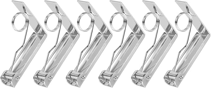 uxcell 6 Pack Tablecloth Clips, Stainless Steel Table Cloth Cover Clamps, 2.87" x 2.36" Windproof Holder Clips for Home Party Picnic Wedding Camping Dining Tables, Silver