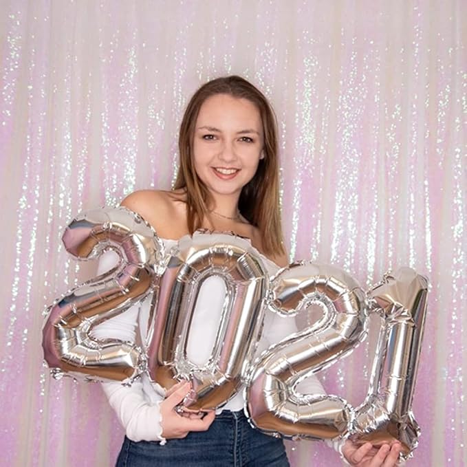 Poise3EHome 8FT x 8FT Iridescent Sequin Photography Backdrop Curtain for Party Decoration, Iridescent