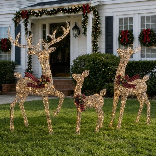 foowin 4.83ft 3-piece large lighted christmas deer family, package contents