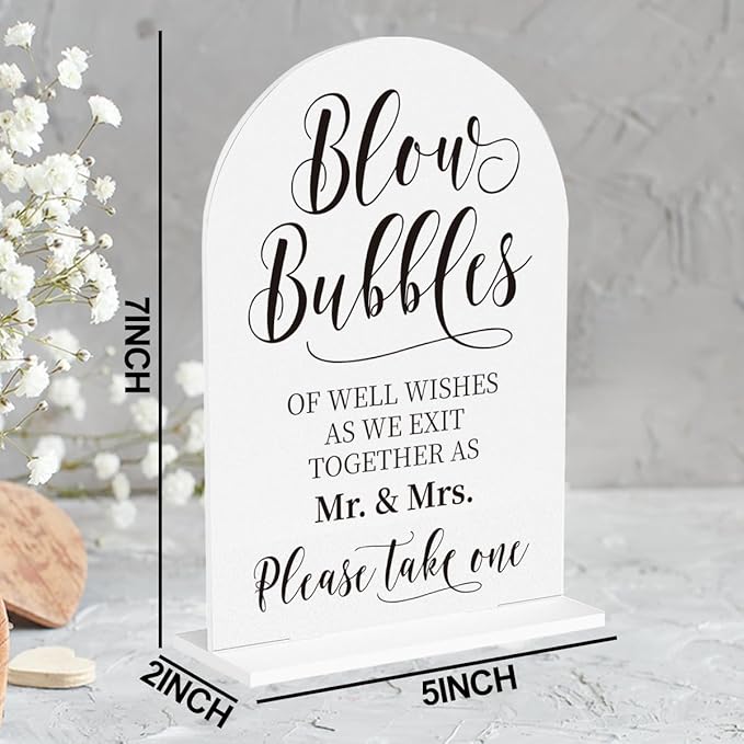 Wedding Blow Bubbles Sign, Blow Bubbles Desk Decor, Wedding Ceremony Party Reception Table Desk Acrylic Decor