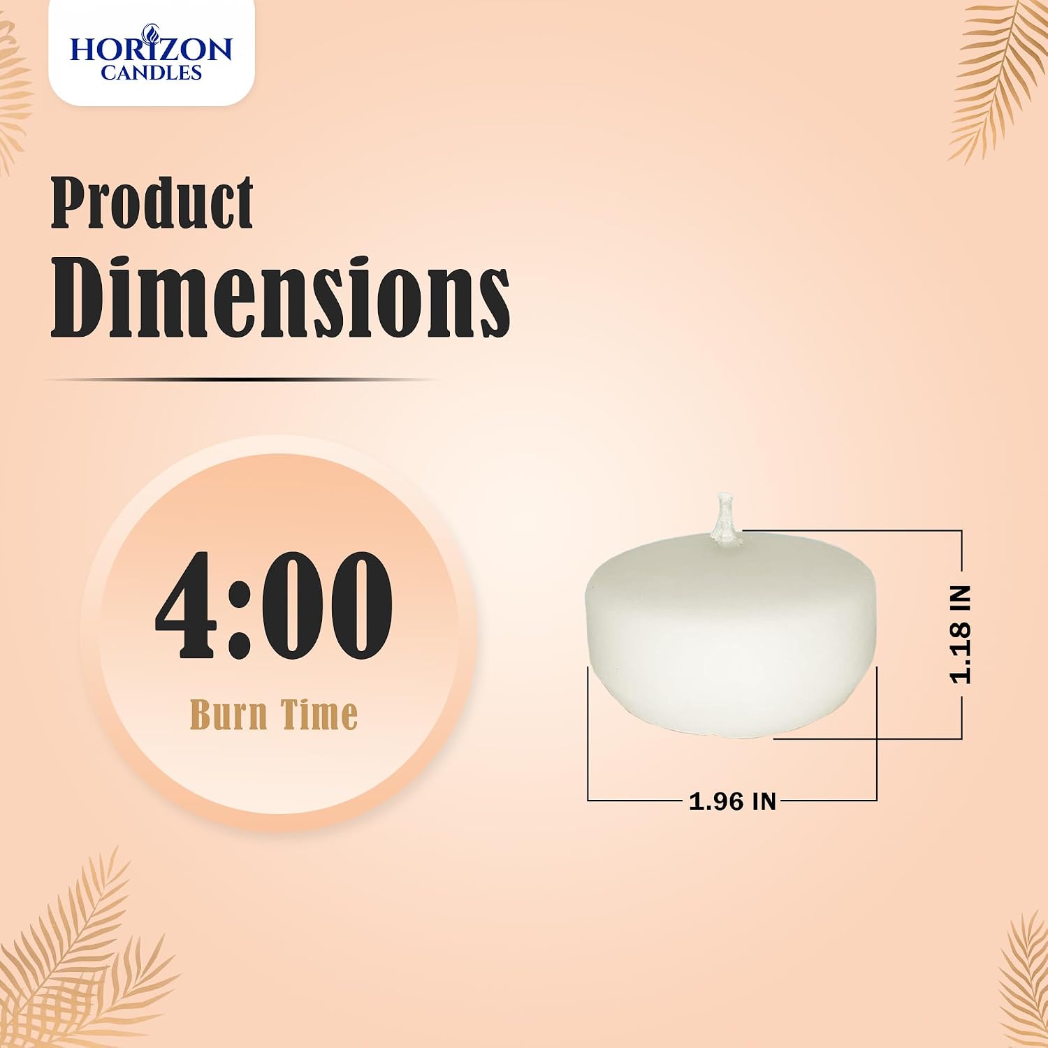 Horizon Candles Unscented 2 in. Floating Candle Smokeless & Dripless 24 Pcs | Wax Floating Candle with 5 Hour Burning Time Centerpiece at Wedding, Party, Home decor, Dinner & Special Occasions Ivory