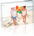 TWING 5x7 Acrylic Frame for Pictures, Clear Double Sided Acrylic Picture Frame with Microfiber Cloth, Picture Frame 5x7, 12 + 12MM Thickness Magnetic Photo Frame Desktop Frameless Display Gifts Ideal