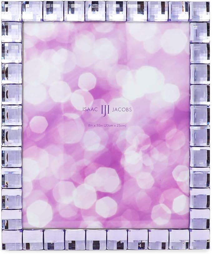 Isaac Jacobs Decorative Sparkling Light Purple Jewel Picture Frame, Photo Display & Home Décor (8x10, Light Purple)