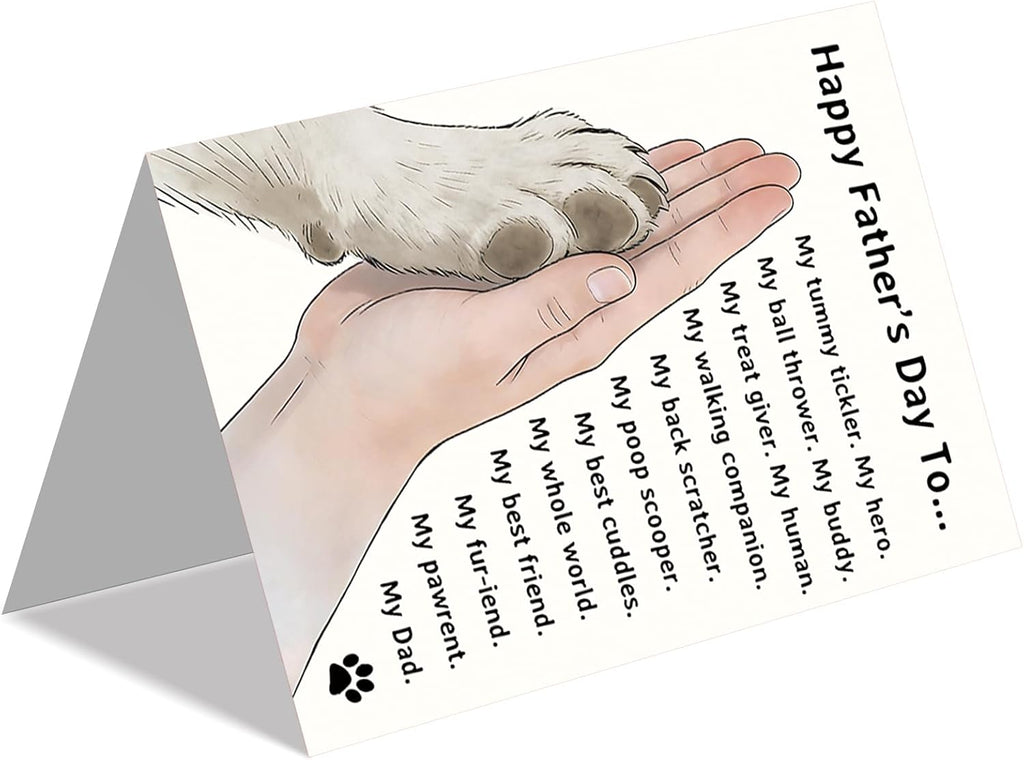 IDU Fathers Day Card Gifts, Dog Dad Fathers Day Card Gift, Dog Dad Gifts for Men Husband, Happy Father's Day Cards Decorations from Dog with Envelope