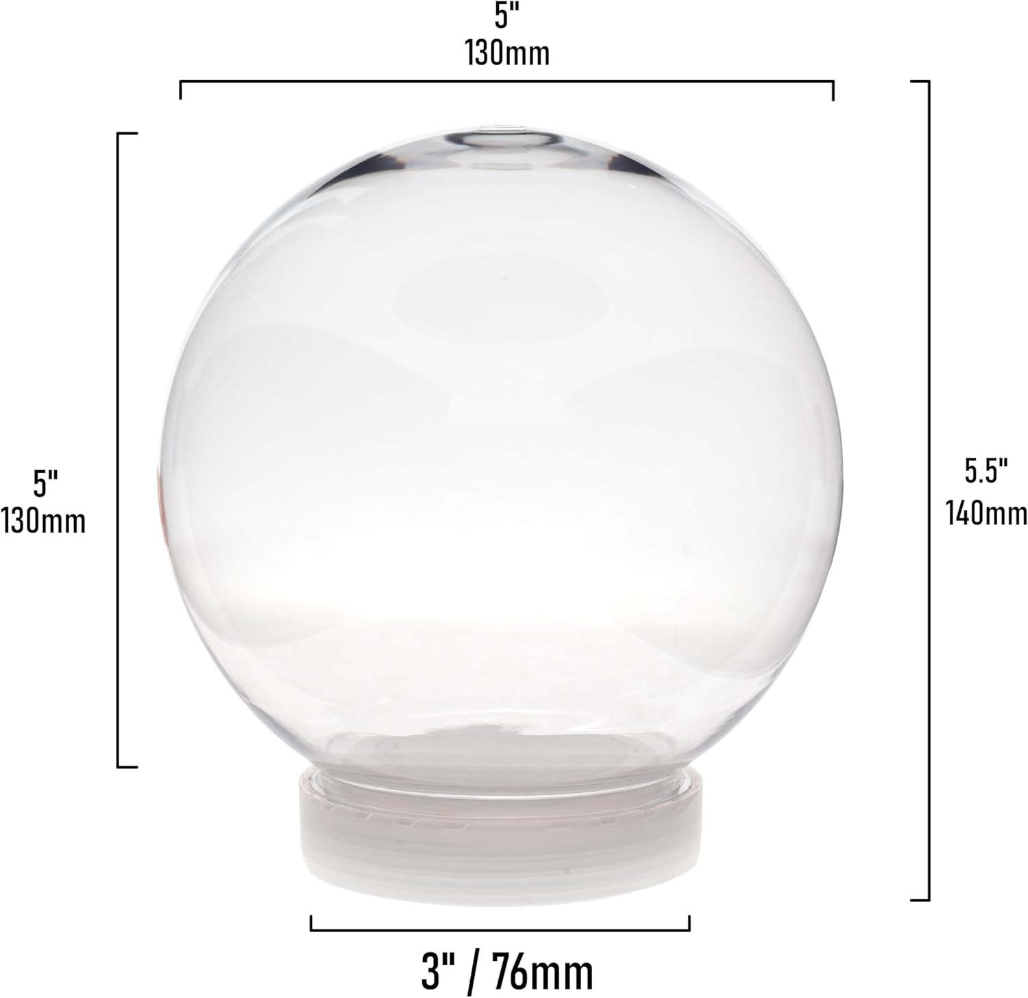 Creative Hobbies 5 Inch (130mm) DIY Snow Globe Water Globe - Clear Plastic with Screw Off Cap | Perfect for DIY Crafts and Customization