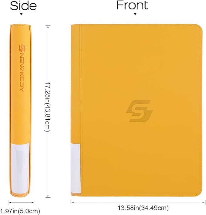 Snekdy premium 1024-pocket trading card binder, 16-pocket cards album, waterproof PU-leather Cover album with side loading, holds gaming, baseball, basketball & sports cards (Yellow)