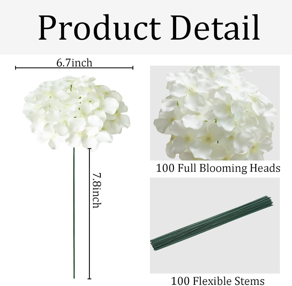faux white hydrangea artificial flowers bulk fake flowers, close-up detail