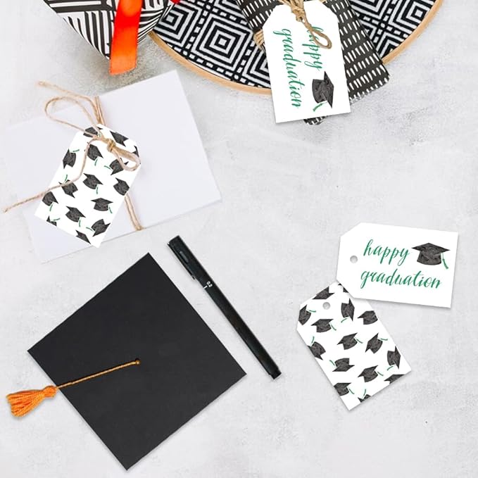 50 Pcs Graduation Gift Tags, Congrats Grad Party Favors Gift Tags for High School or Happy College Graduation Party Decoration Supplies (Green, 2.2 * 3.5)