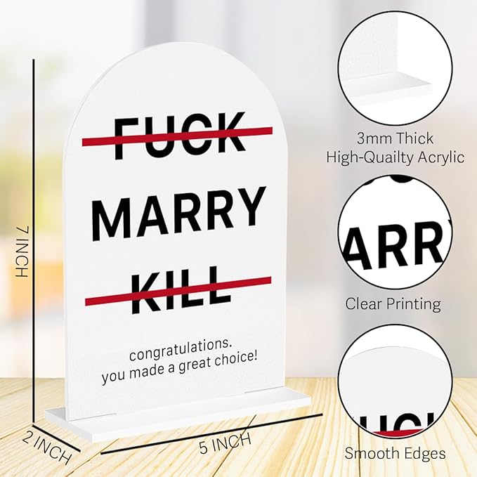 Funny Wedding Gifts for Newlyweds Couples Bridal Shower Gifts for Bride and Groom Bride to be Gift Marriage Engagement Gift Clear Acrylic Desk Decor Sign for Home Office 7 x 5 Inches