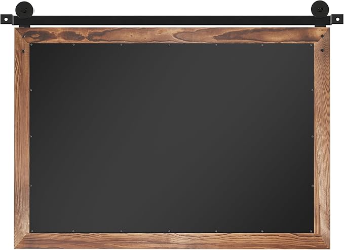 COGOOD Farmhouse Bathroom Mirror - 41" x 30" Rustic Barn Door Mirror for Living Room, Entryway, Bedroom, Vanity Wall Decor (Brown)