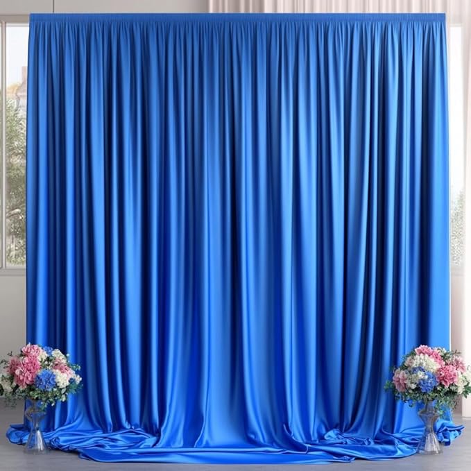 10ft x 8ft Wrinkle Free Royal Blue Backdrop Curtains for Parties, Polyester Photography Backdrop Drapes Back Drop Cloth for Baby Shower Photoshoot Engagement Wedding Birthday Photography Background