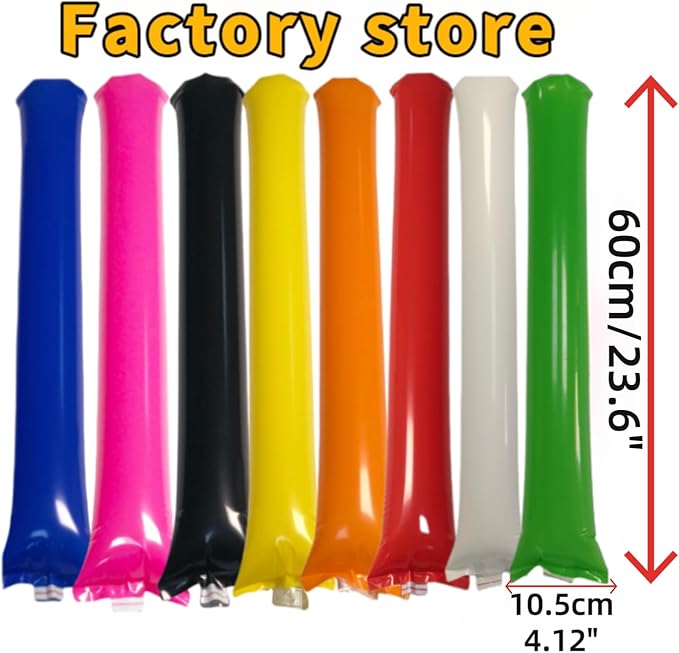 48pcs Round Head Boom Sticks Thunder Sticks Cheering Sticks Team Spirit Plastic Cheerleading Spirit Stick Clapper Inflatable Noise Maker Sports Supply (White)