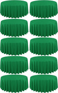 10 Pack Green Round Tablecloths - 90 Inch, Polyester Table Cover, Stain and Wrinkle Resistant Washable Fabric Table Cloth for Wedding Banquet Parties