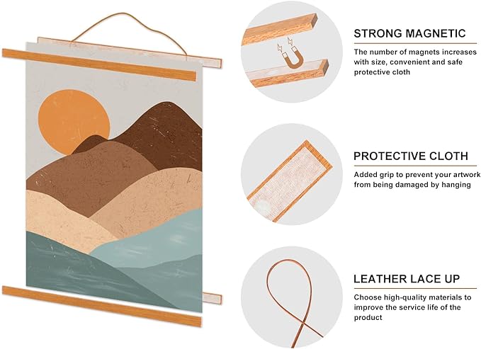 23x34 23x33 23x32 Poster Frame, Magnetic Light Wood Wooden Frame Hanger for Photo Picutre Canvas Artwork Art Print Wall Hanging (1 Pack, 23", Teak Color)