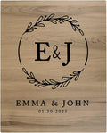Andaz Press Large Wooden Welcome Sign for Wedding Rustic Welcome Sign 16" x 20" Custom Monogram & Date Laurel Wreath Wedding Signage English Oak MDF Wood Finish Wedding Reception Indoor Outdoor Signs