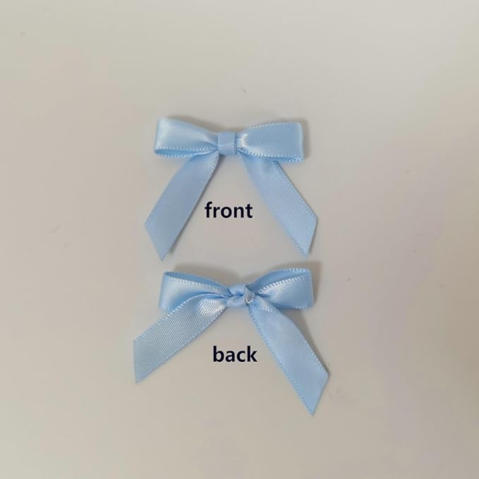 50pcs 1-1/2" Mini Light Blue Satin Ribbon Bows Without Twist Ties for Crafts Gift Wrapping Packing Christmas Baby Shower Decoration (Light Blue)