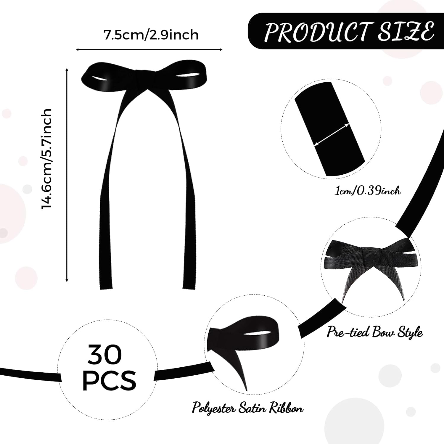 NatNarr 30 Pack Bow Cake Toppers Black Ribbon Bows for Cake Bow Cupcake Toppers Back to School Decorations Bow Birthday Decorations for Baby Shower, Wedding, Engagement, Bachelorette Party