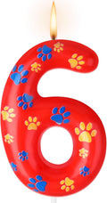 Conelist Number 6 Dog Paw Birthday Candles Dog Toppers Candles Blue Yellow and Red Numeral Birthday Cake Topper for 6 Year Old Boy Girl Paw Party Decoration Party Supplies