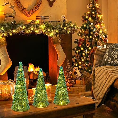 phitric christmas decorations indoor, 3 pcs sparkling glass, front angle view