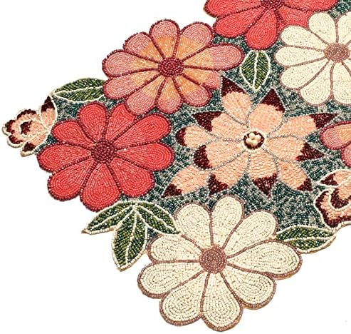 lightnpro beaded table runner - elegant handmade floral showing dimensions