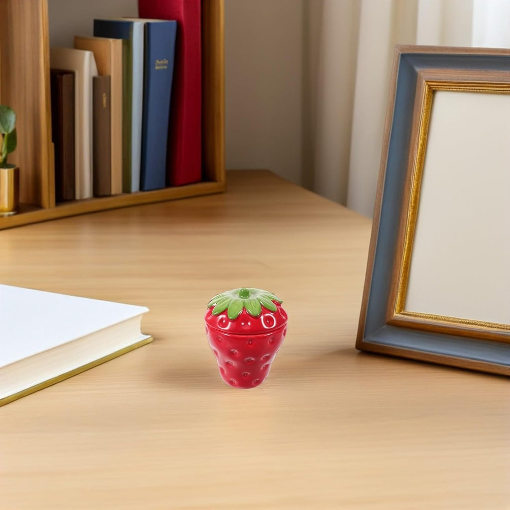 Strawberry Shaped Ceramic Candle Holder Cup Red Multipurpose Easy to Clean for Dinner and Everyday Stylish Decoration
