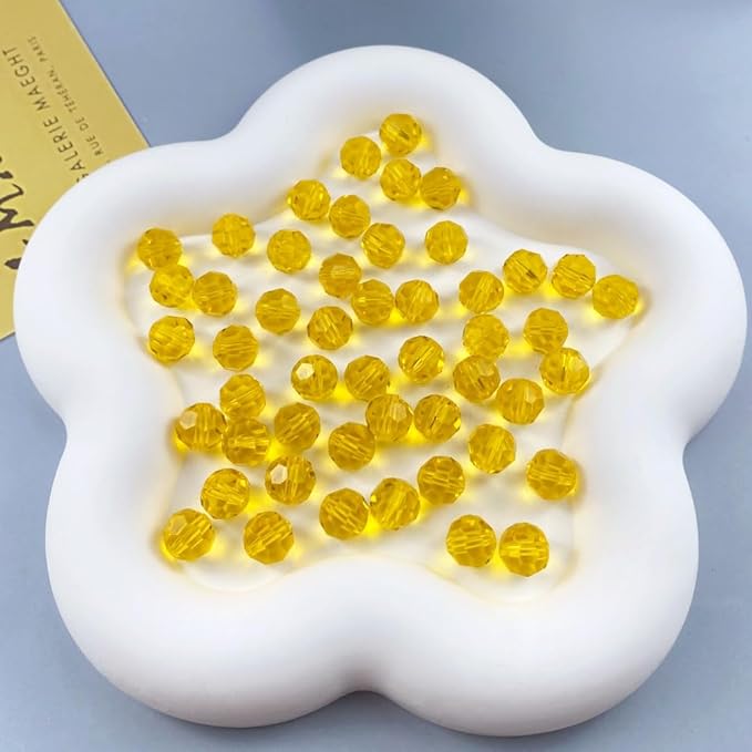 100 PCS 8mm Crystal Glass Beads Round Multiple Faceted Loose Spacer Glass Beads for DIY Handcrafte Bracelet Necklace Earring Jewelry Making(Orange)