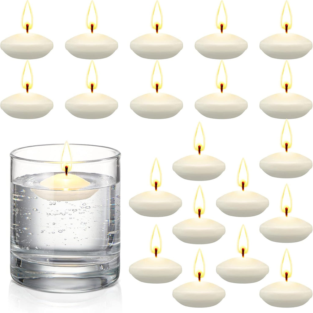Nuanchu 20 Pcs 1.5 Inch White Floating Candles Centerpieces for Wedding Small Unscented Floating Candles Decoration for Wedding Anniversary Halloween Party Holiday Party Gifts Home Pool Decor