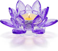 1 Pc Purple Crystal Lotus Flower Tealight Candle Holder | Glass Votive Candlestick Decor for Home, Wedding, Party & Christmas Table Centerpieces