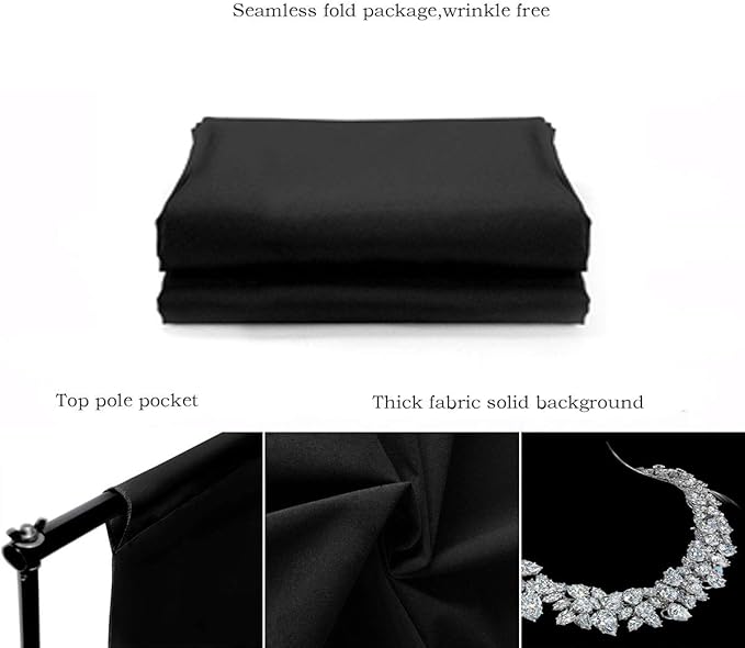 Black Backdrop for Photography Durable Fabric Background Photo Backdrop Video Photography Studio (10x7ft, Black)